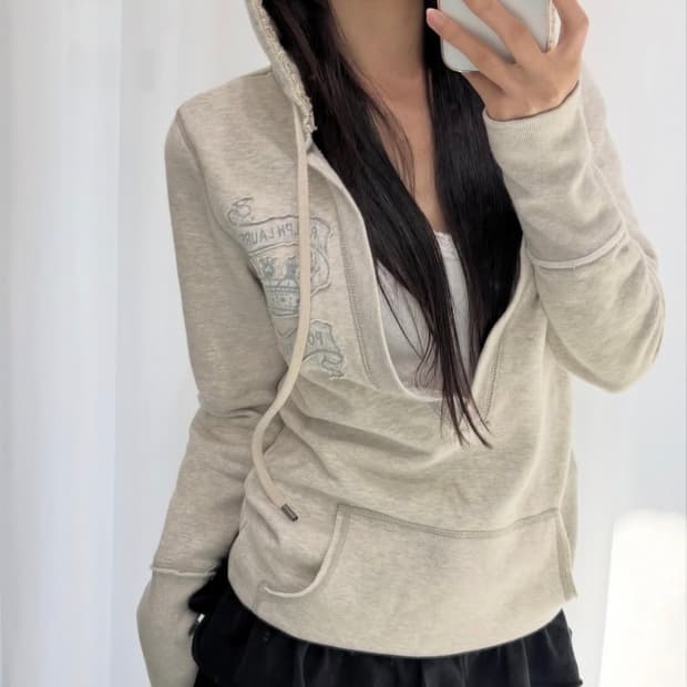 폴로 브이넥 후드티 폴로진스