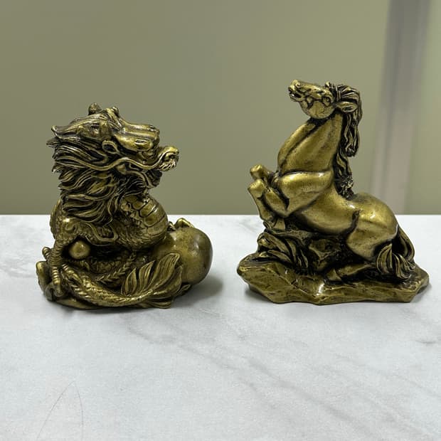 황동 오브제 말 용 장식 세트