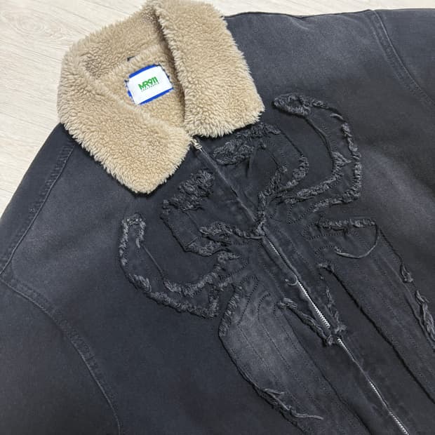 블랙 데님 무스탕