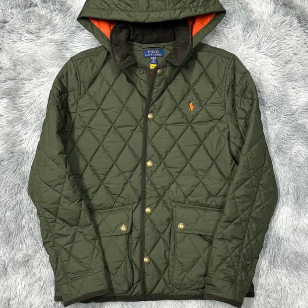 폴로랄프로렌 퀄팅 후드자켓 카키 