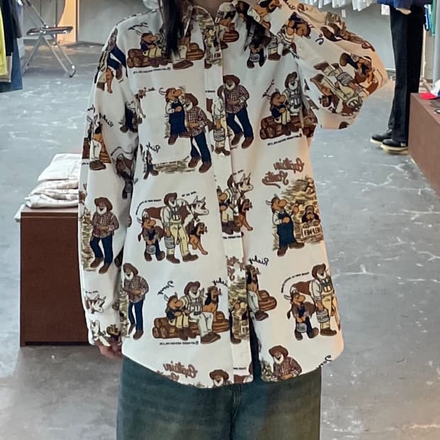 캡틴산타 패턴 코듀로이 버튼다운 셔츠 H1408