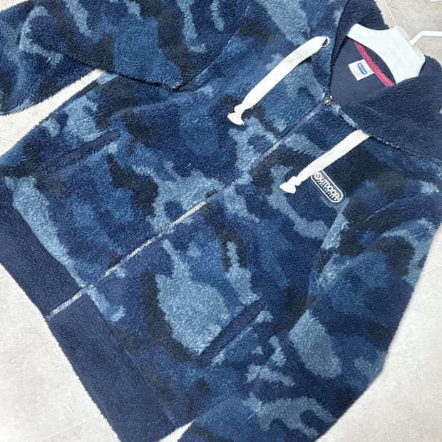 아웃도어 블루 카모 후리스 L사이즈