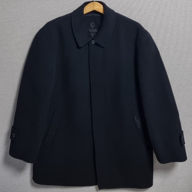 오버핏 M (95) 지아니 발렌티노 블랙 울혼방 코트