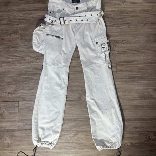 Royal party 화이트 카고 조거 팬츠 m