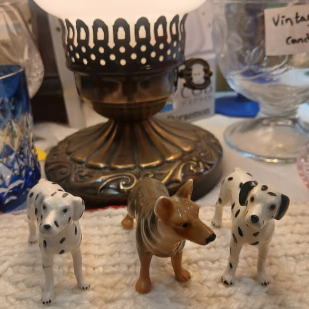 빈티지 도자기 강아지 미니 피규어