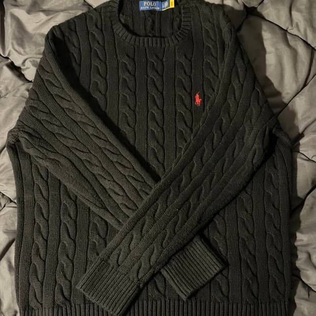 폴로 랄프로렌 남성 케이블(꽈배기)니트 블랙 L