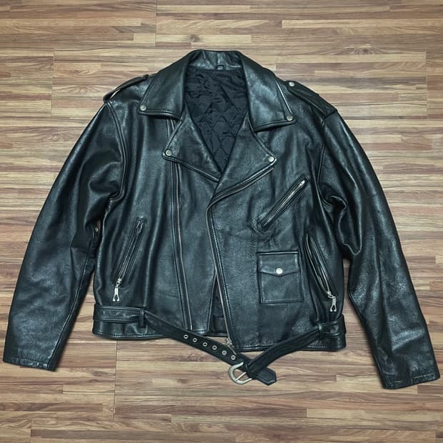 휴고보스 boss 오버핏 더블 라이더 가죽 레더 바이커 자켓 xxl