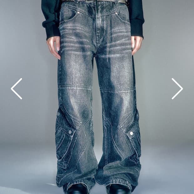 베이컨트 아카이브 카고 데님 팬츠 블랙 S