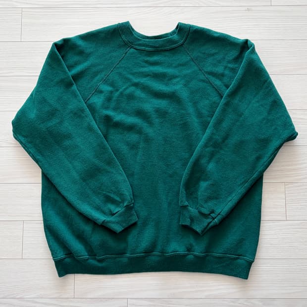 90s Hanes 헤인즈 레글런 플레인 딥그린 스웻 XL (103)