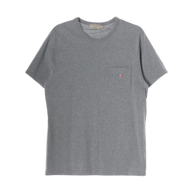 메종키츠네 그레이 트리콜로 폭스 포켓 반팔티 L