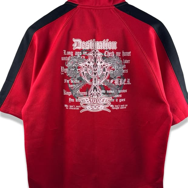 JPN Y2K 드래곤 레터링 프린팅 반팔져지2186