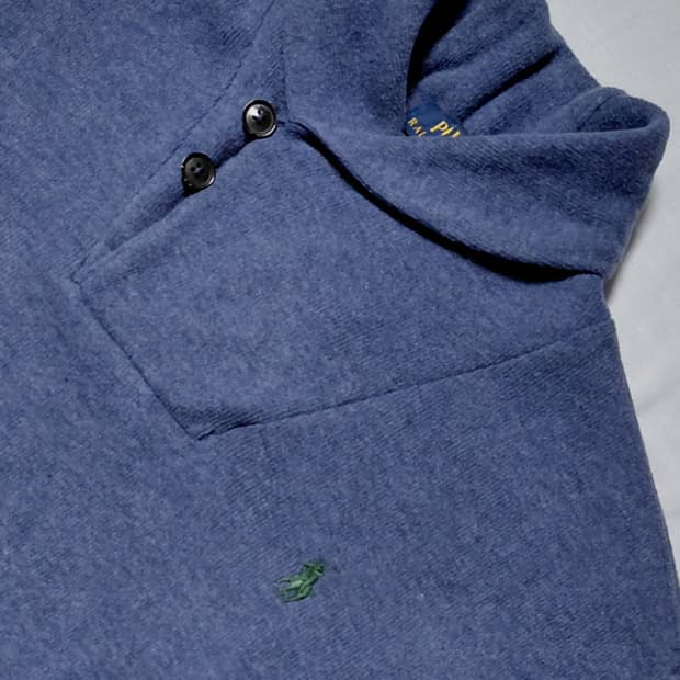 [정품/M] 폴로 랄프로렌 숄칼라 엘보우 패치 맨투맨 (블루)