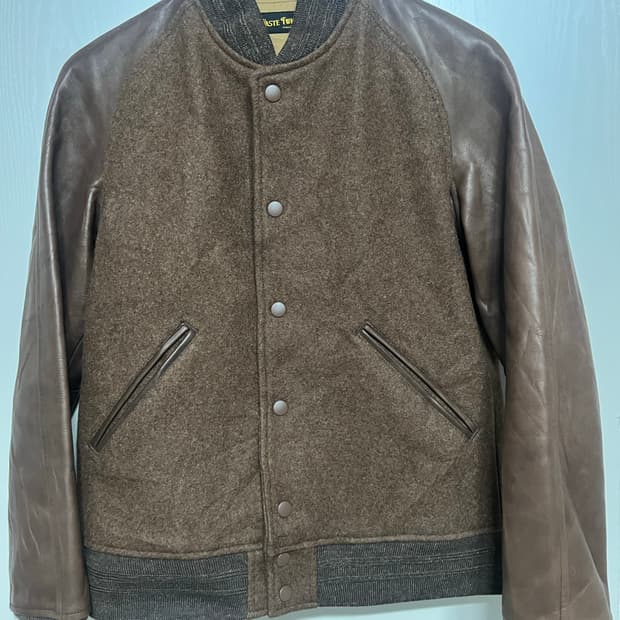 Waste Twice 말가죽 소매 스타디움 자켓