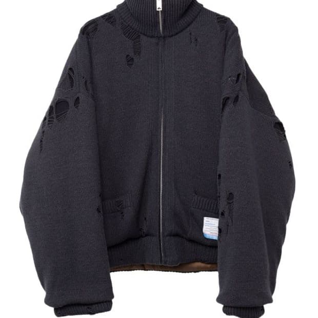 [구매] 미하라 야스히로 / 패디드 집업 니트 가디건 블랙 44, 46