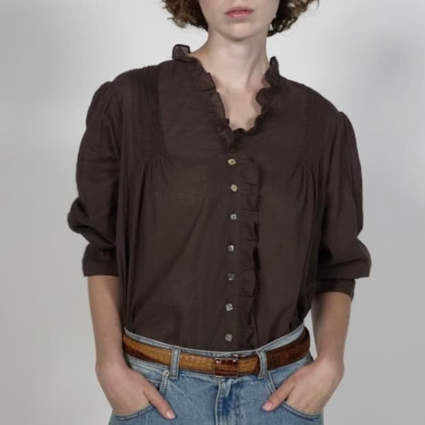 비아플레인 빅토리아 블라우스 브라운