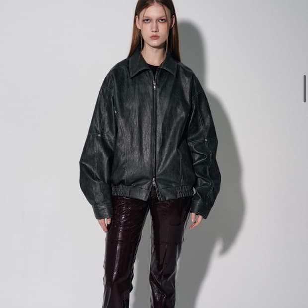 바우프 유니섹스 레더 블루종 자켓 차콜