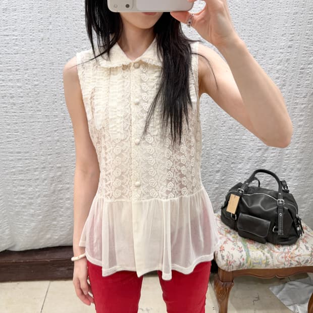 ivory frill lace blouse