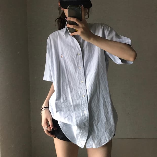 폴로 연하늘 반팔 셔츠