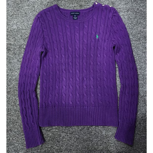 폴로 랄프로렌 숄더 버튼 포인트 케이블 꽈배기니트 걸즈 L