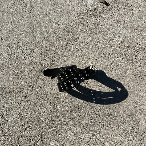 VINTAGE 더블 아일렛 리얼레더 벨트 