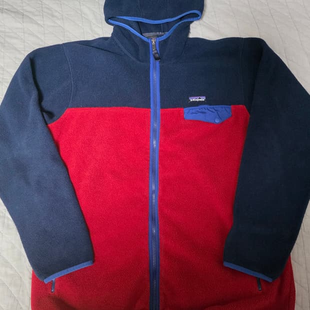 [XL] 빈티지 파타고니아 신칠라 스냅 후드 풀집업 레드/네이비