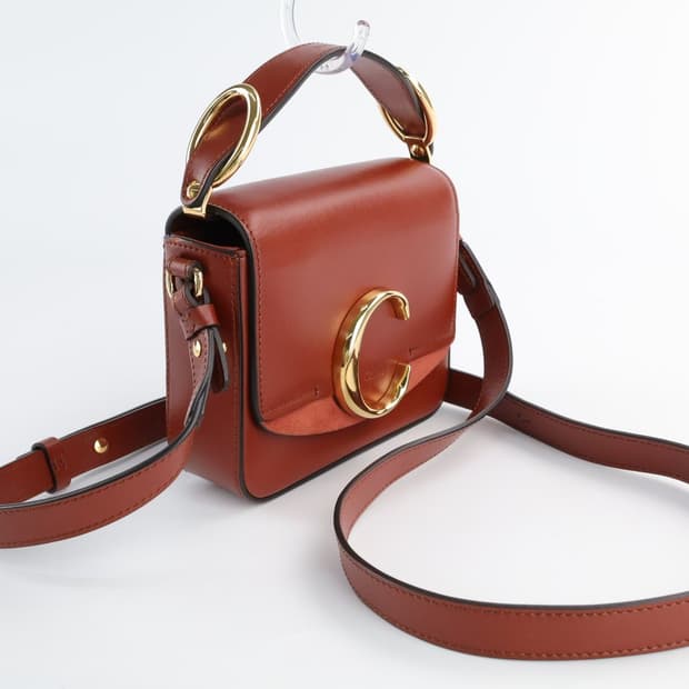 끌로에 C 스몰 레더 백 토트백 숄더백 크로스백 브라운