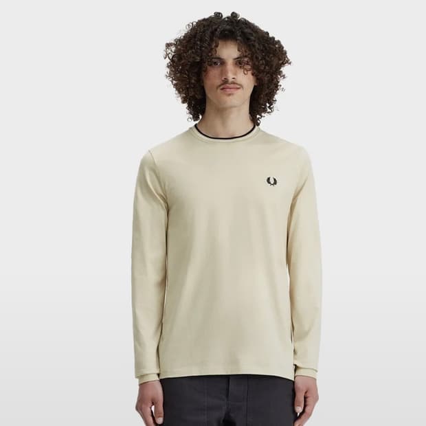 프레드페리 롱슬리브 트윈 팁 티셔츠 오트밀