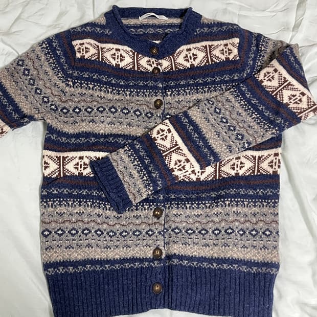 빈티지 노르딕 패턴 니트 가디건