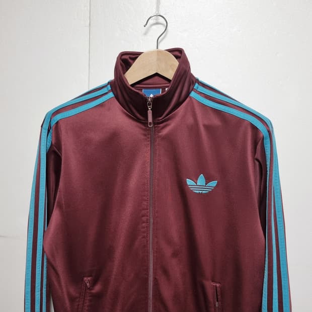 남성 아디다스 버건디 OG 불꽃 구 파이어버드 트랙탑 져지 저지 집업