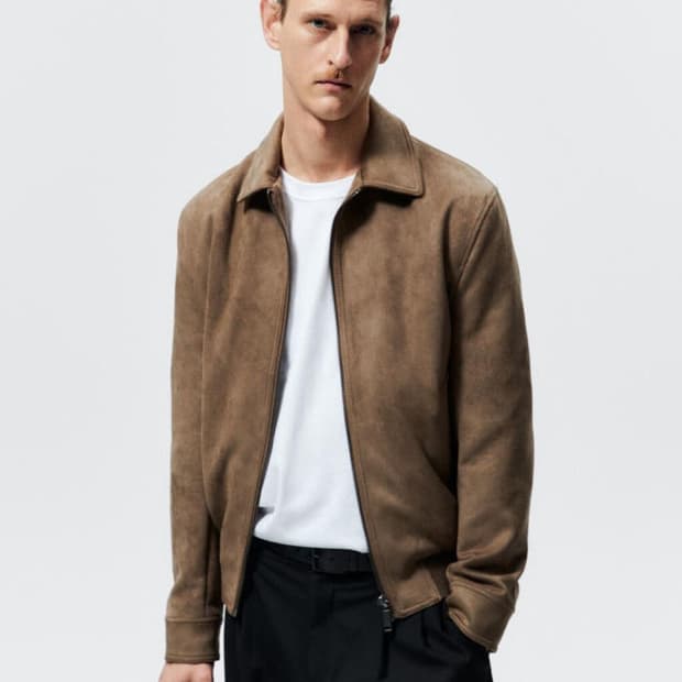 자라 스탠다드핏 칼라넥 페이크 스웨이드 자켓