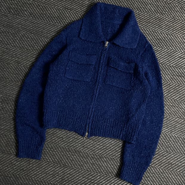 빈티지 부클 니트 가디건 집업y 3667