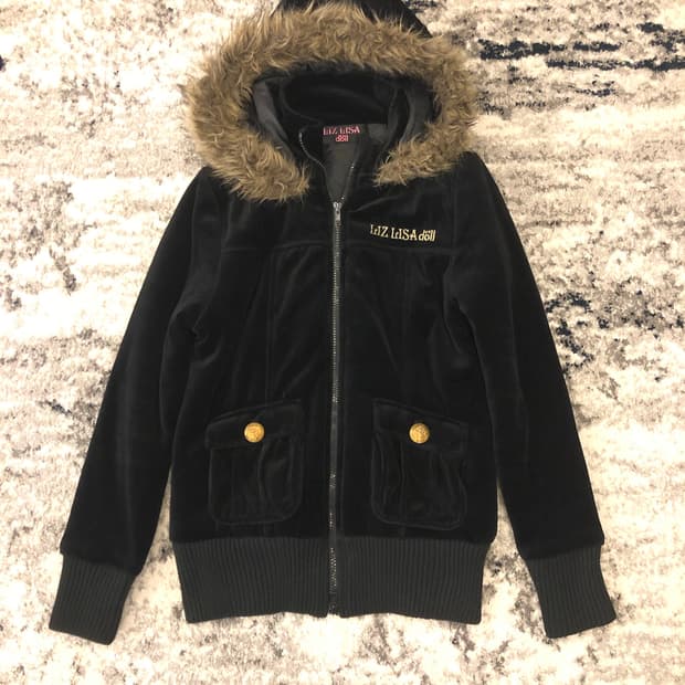 LIZ LISA doll 리즈 리사 벨벳 금장 퍼 후디 패딩