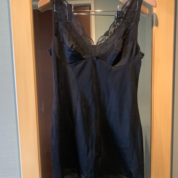 black mini lace slip