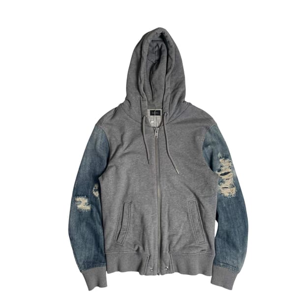 Diesel 데님 져지 레이어드 집업 후드