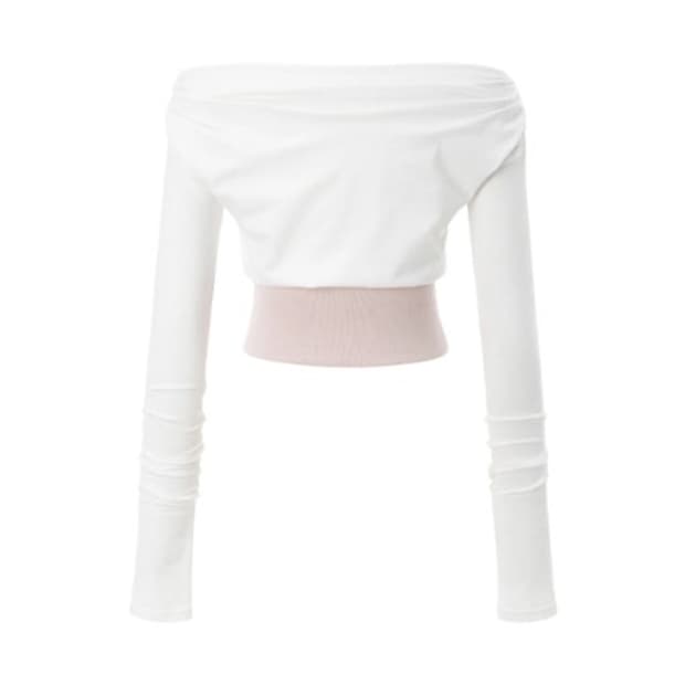 쓰리타임즈 립 오프숄더 탑 아이보리 핑크 쓰탐