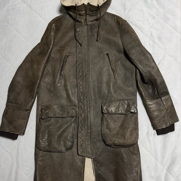 Salvatore Santoro 후디 레더 코트