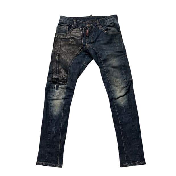 디스퀘어드2 루키 3 레더 패치 데님 46