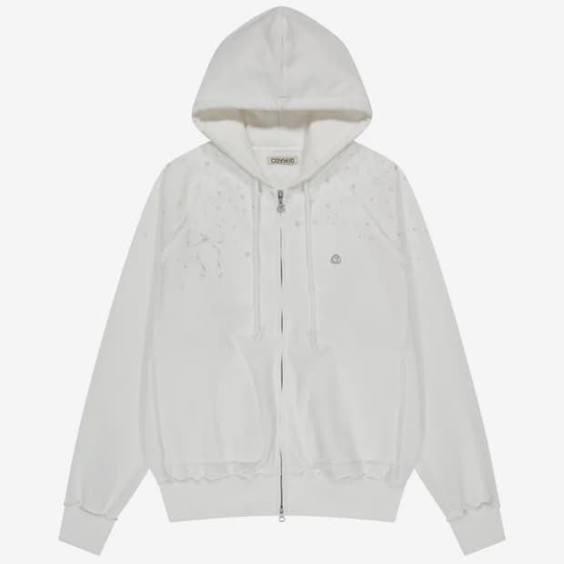 코이세이오 트윙클 후드 집업 화이트