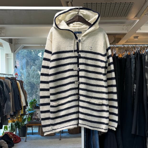 노어던 트럭 마린 스트라이프 후드 가디건