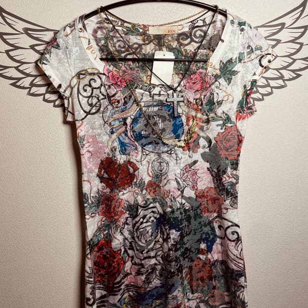 빈티지 오리엔탈 시스루 반팔티