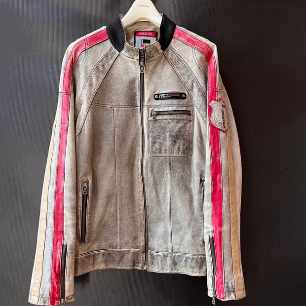 M) FUBU 2004 산양가죽 더티워싱 Y2K 레더자켓