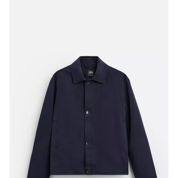 [XL] 자라 왁스드 이펙트 자켓 네이비