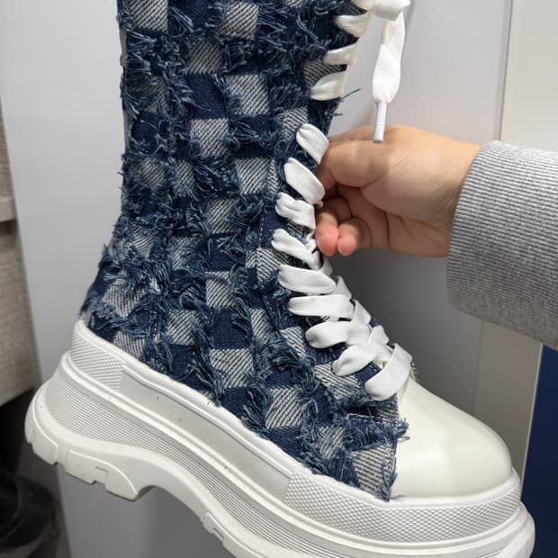 쉬인 데님 패치워크 부츠 230