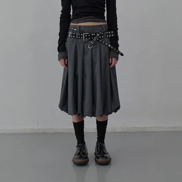 엘씨디씨 테일러드 볼륨 스커트 그레이