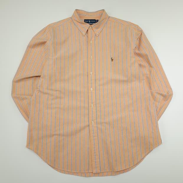 CN863 2XL 폴로 랄프로렌 오렌지 스트라이프 긴팔 셔츠 남방