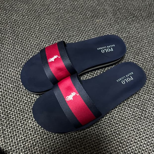 폴로 랄프로렌 슬리퍼 네이비 레드 uk4
