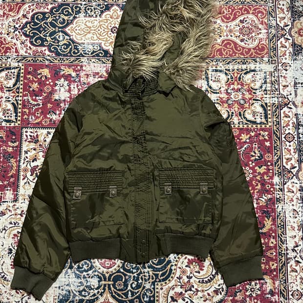 외투케 카키 후드 점퍼 자켓