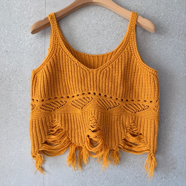 일본 브랜드 크로쉐 베스트 호박색 조끼