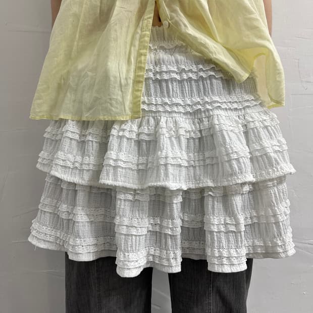 philly white lace mini skirtpants