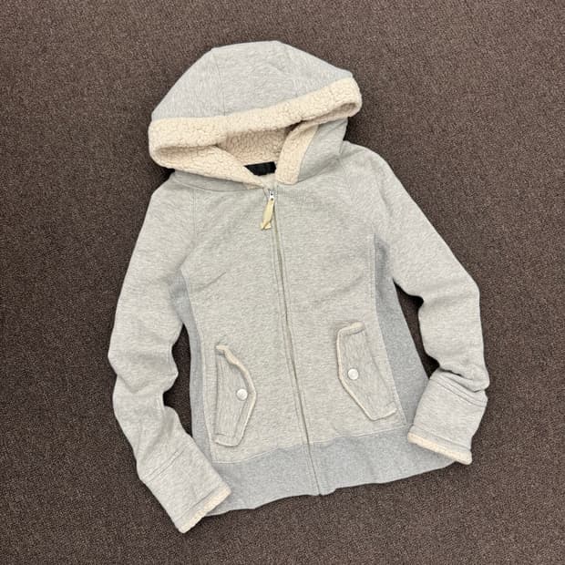 S)Jill Stuar 빈티지 여성 양털 그레이 후드집업